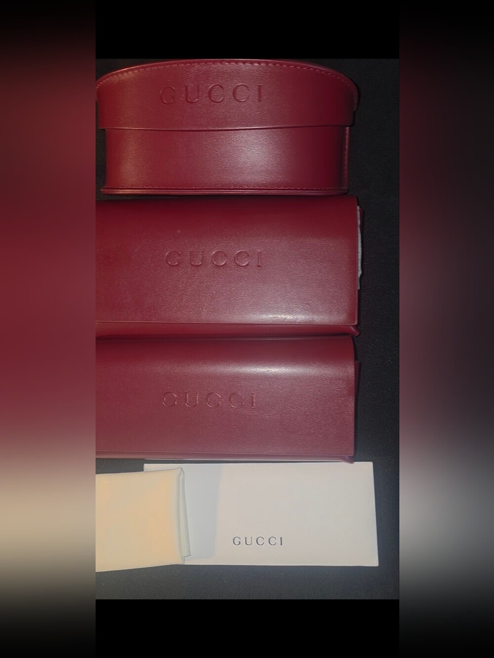 3 NEW Authentic Gucci Sunglasses Cases – Complete Sets